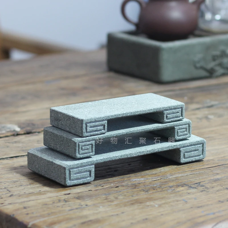 小石头底座迷你花盆摆件茶宠石托壶承垫杯垫茶托青石雷云卷几石台