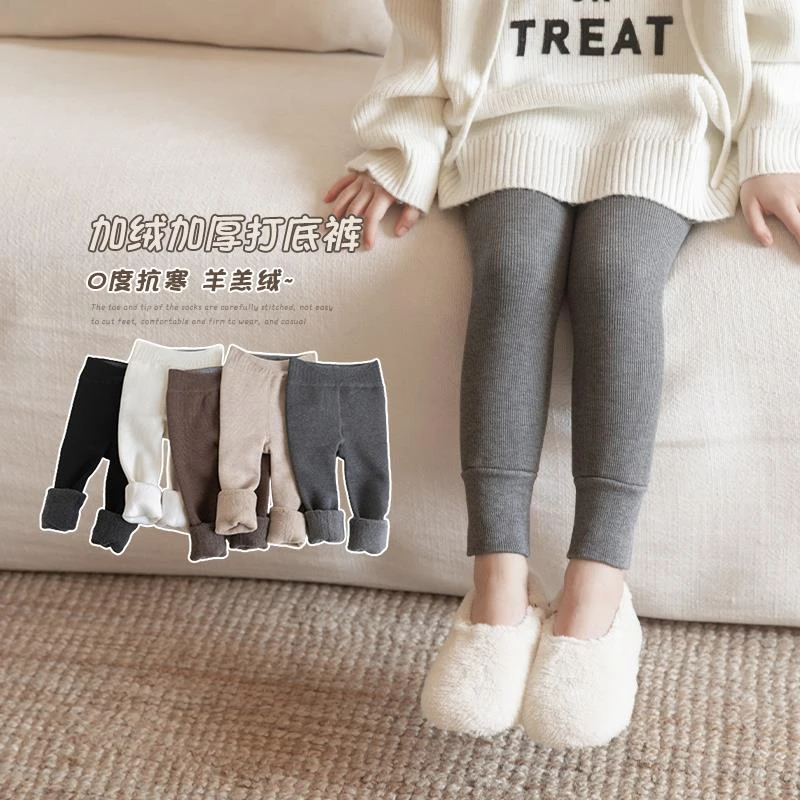 女童打底裤秋冬加绒加厚儿童九分连裤袜外穿保暖女宝宝打底袜冬季