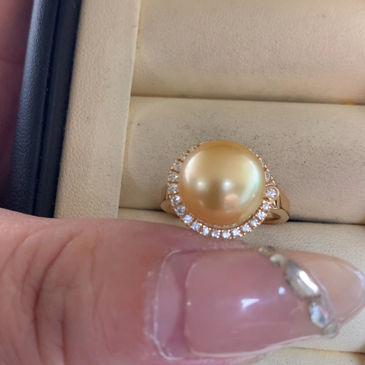 银S925镶嵌戒指 海水珍珠