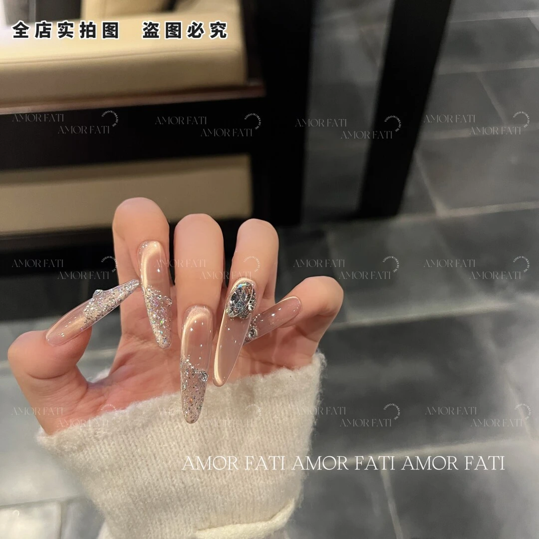 【海岛项链】2025氛围感贵气侧光猫眼纯手工穿戴甲L