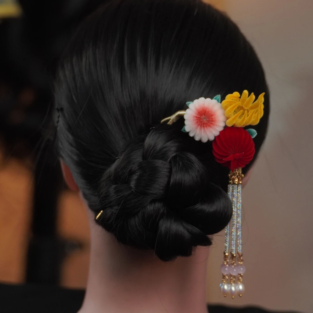 定制三多  南京绒花日常配饰蓝色国风古风中式气质