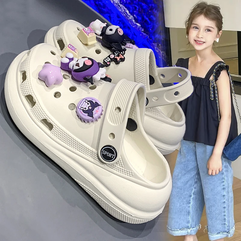 ABC儿童洞洞鞋女童2025新款夏季女孩库洛米包头沙滩鞋两穿凉拖鞋