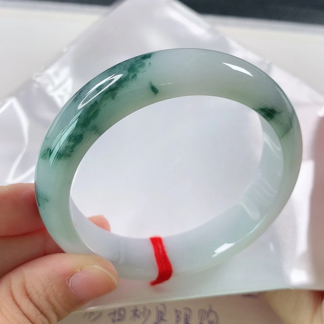未镶嵌手镯翡翠牛奶底飘花轮胎镯②⑨⑤