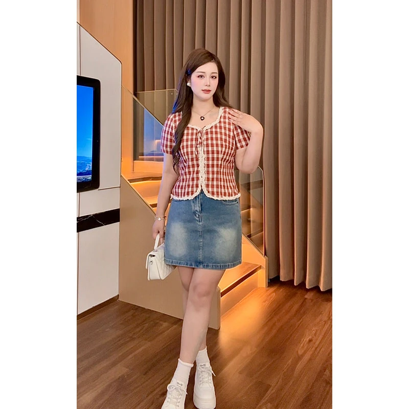 贝贝微胖定制~夏季大码女装轻奢洋气显瘦百搭衣服大码女装MQ127