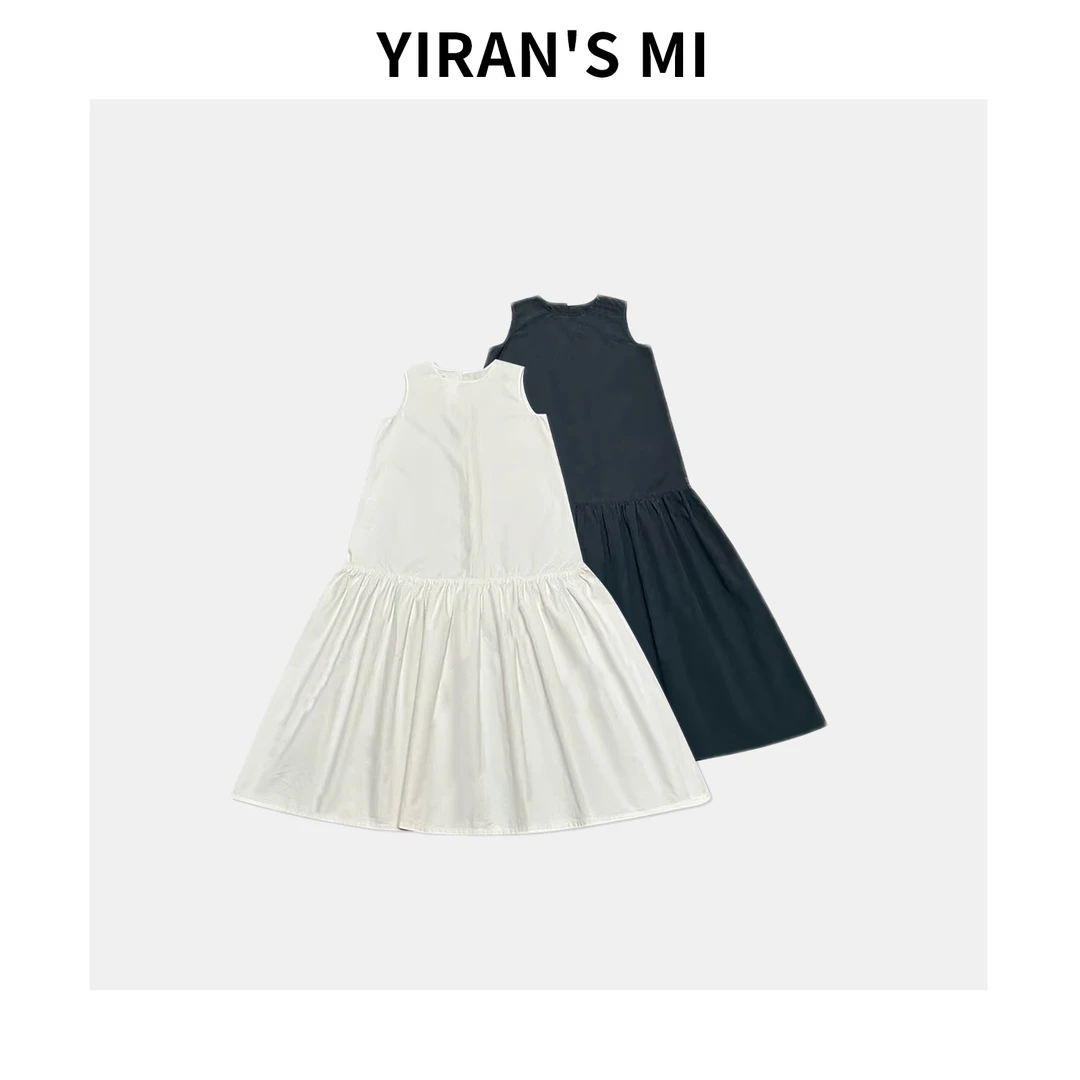 // 一 背心鱼尾裙 纯色背心鱼尾裙极简高级感圆领连衣裙 YLM00827
