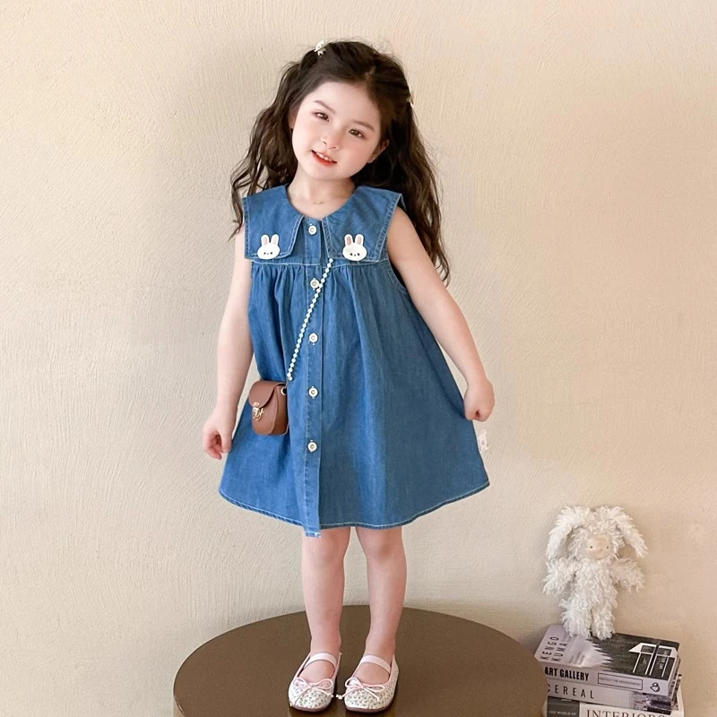 女童连衣裙夏季2025新款洋气韩版牛仔裙儿童背心裙夏装宝宝公主裙