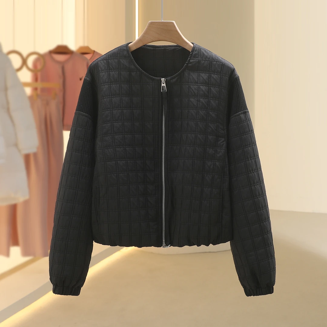 【芙】韩系小个子拼接拉链圆领外套2025冬季新款今年流行女装