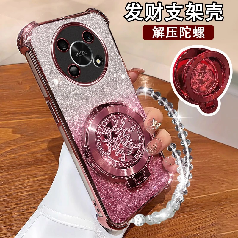 适用荣耀X30手机壳镜头膜防摔外壳ANY-AN00爆款发财支架X30手链款