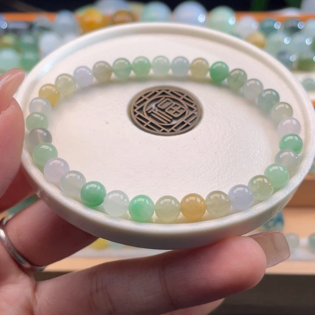 未镶嵌定制翡翠天然缅甸翡翠a货手串5+