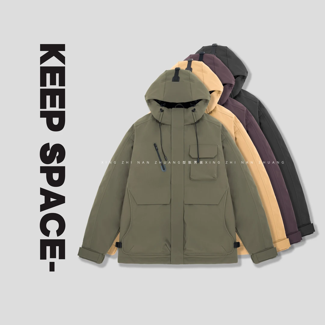 【新国标90绒子】新款工装机能风蓄热锁温连帽羽绒服24411#1031