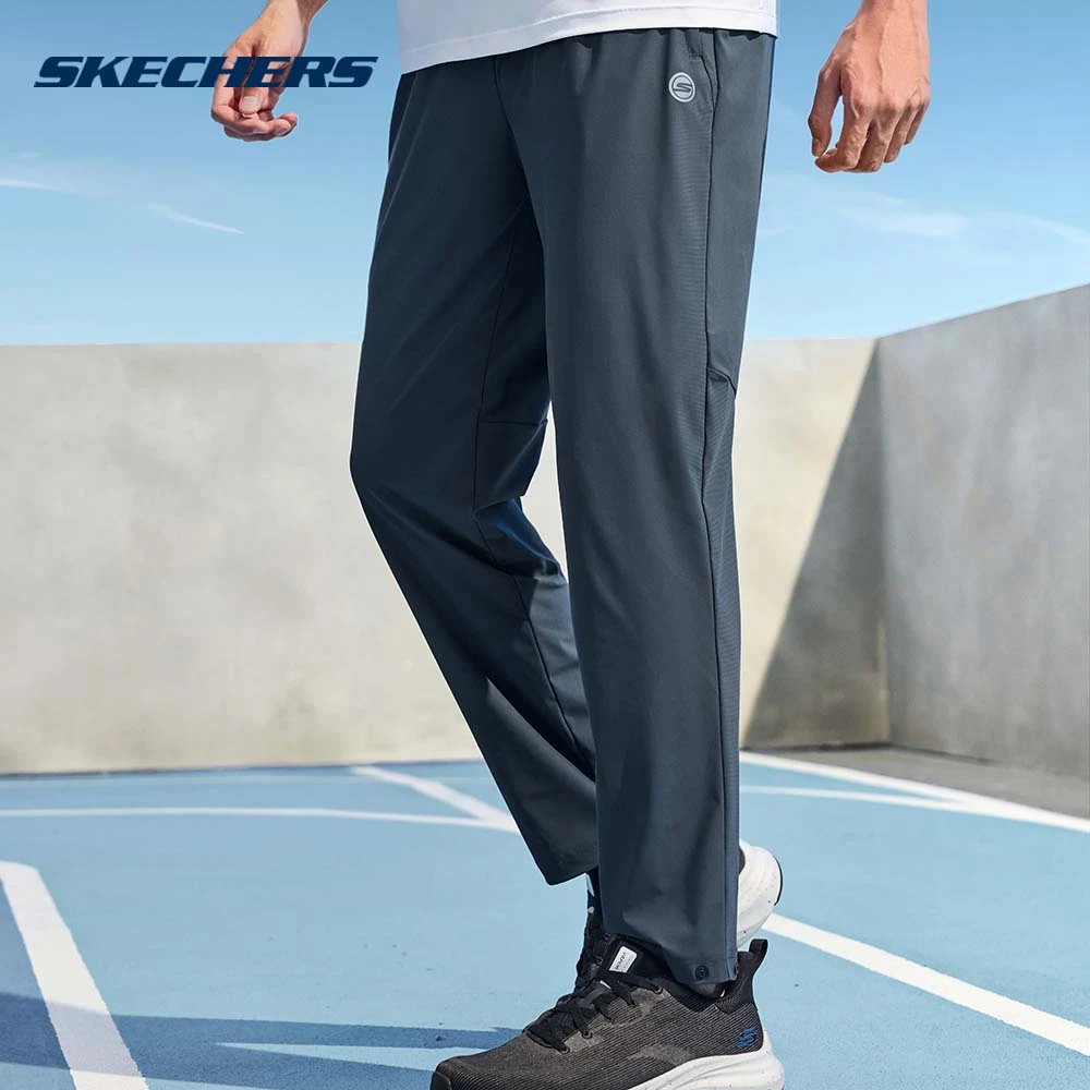 斯凯奇官方男装透气针织长裤修身裤子休闲裤运动裤P224M054