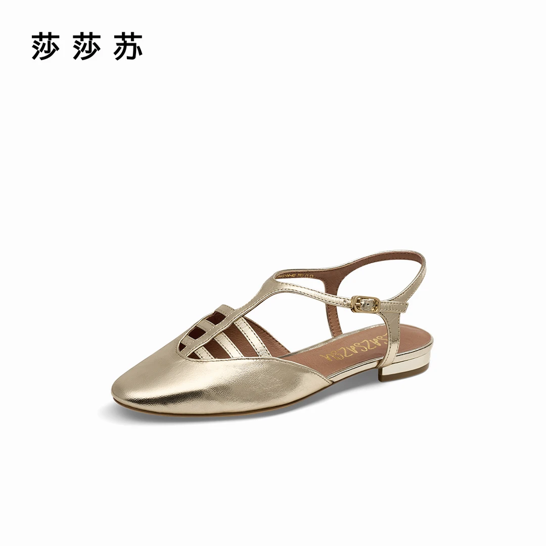 【南法夏日】莎莎苏2025春款法式圆头平跟后空休闲女凉鞋ZA65134-40