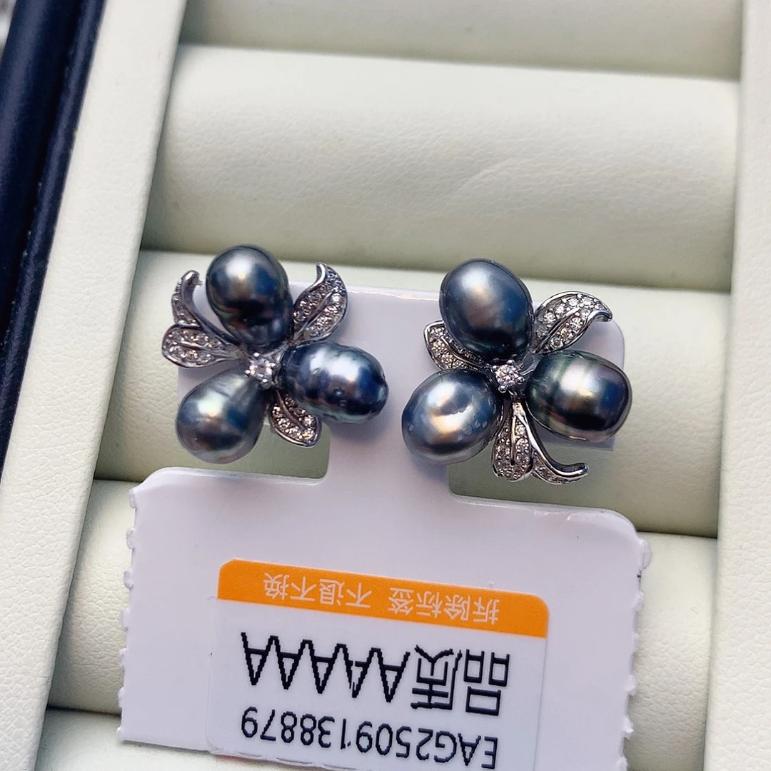 银S925镶嵌海水珍珠耳饰W54