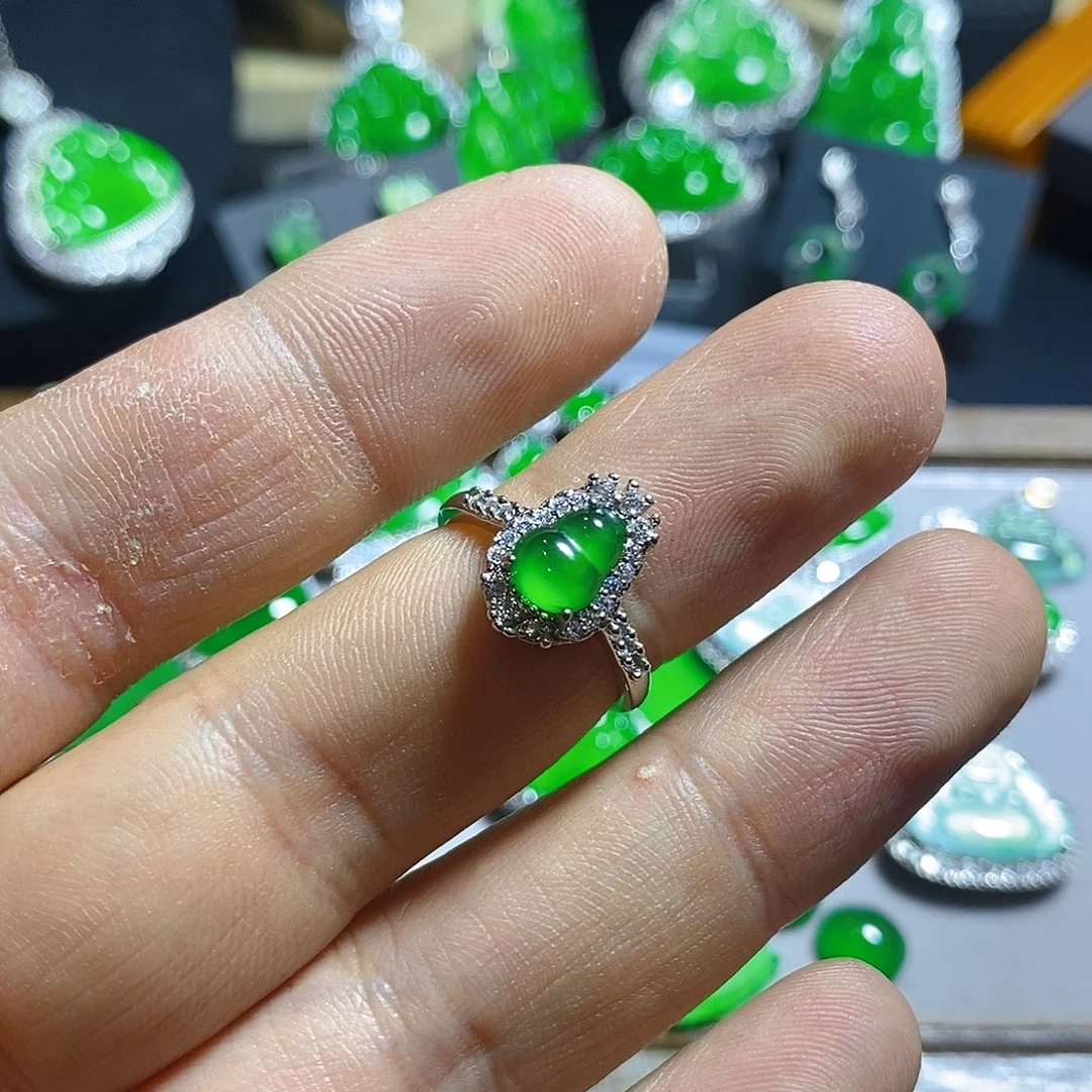 翡翠银S925镶嵌戒指591戒指