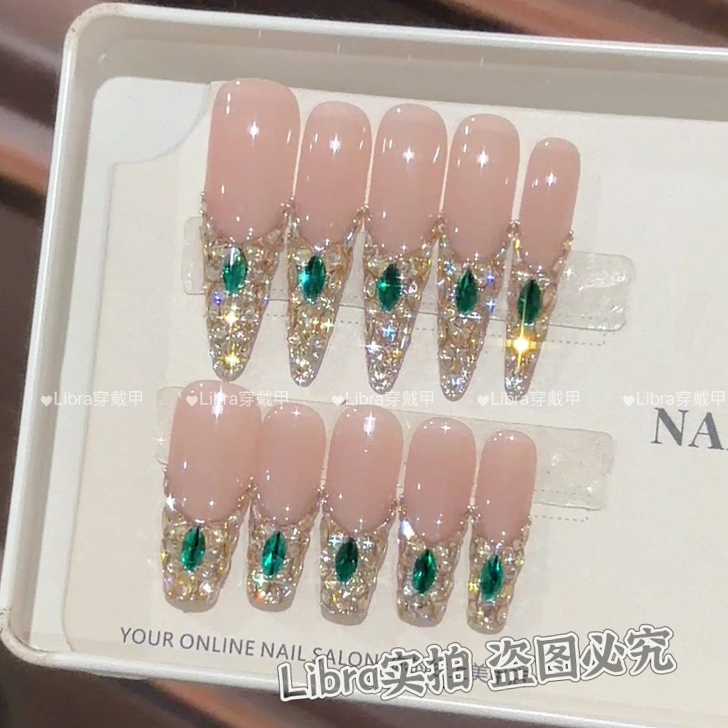 【金枝玉叶】纯手工穿戴甲美甲可拆卸穿戴式持久反复使用D