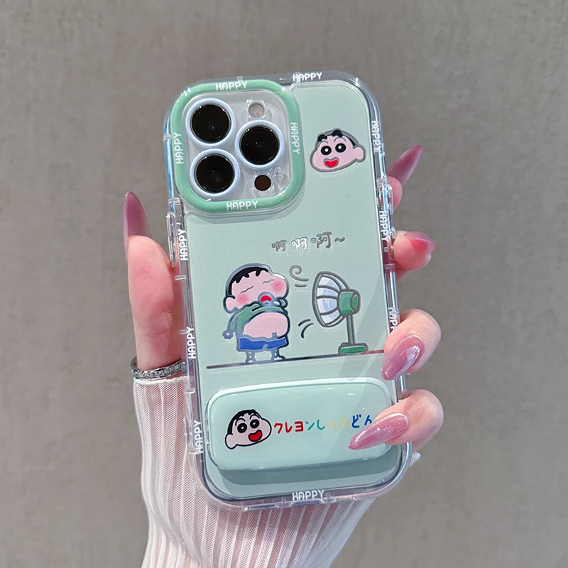 可爱小新手机壳适用于苹果16oppo华为vivo新款镜面奶油壳卡通流行