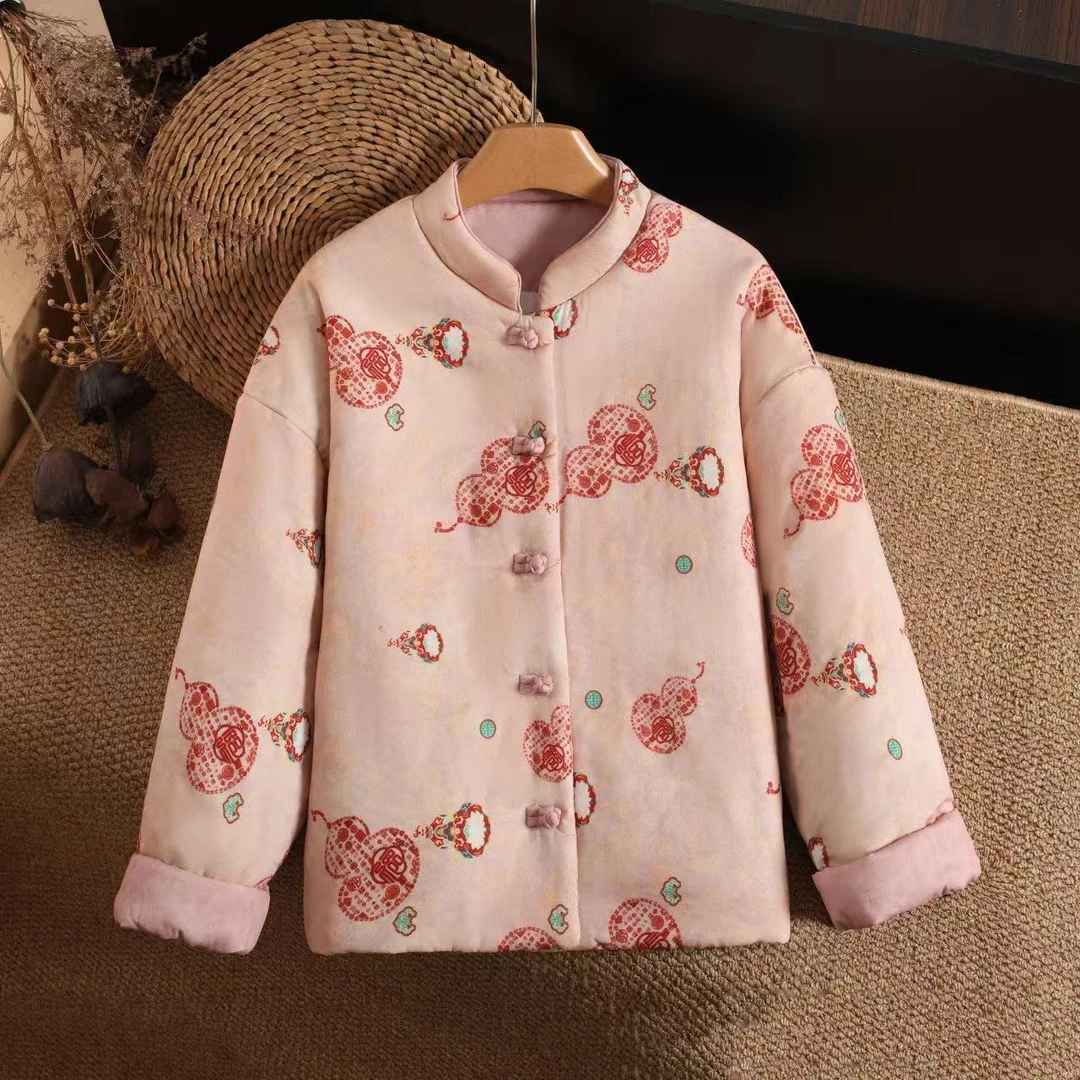 780-2新品高货显瘦洋气气质复古文艺风提花棉麻汉服棉衣