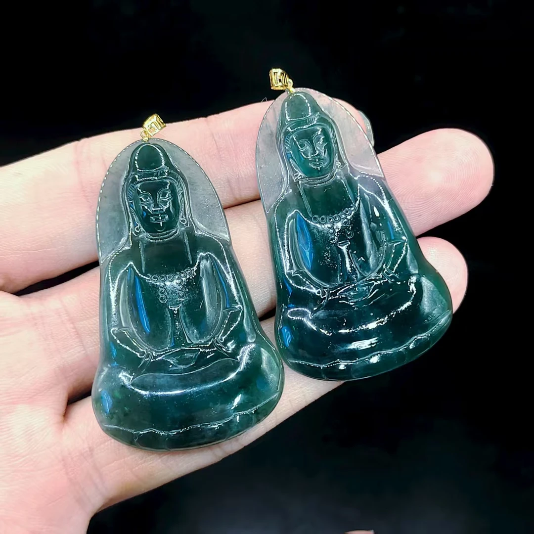 【李想精选】18k金翡翠观音吊坠赠链GS【多样性发其一】