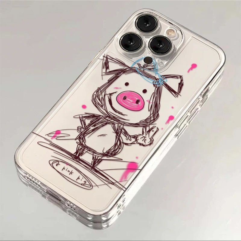 BANCA素描比耶小猪适用iPhone16苹果13手机壳华为vivo小米oppo套