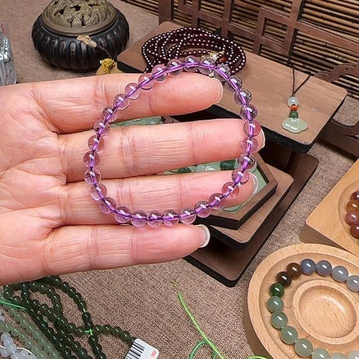 水晶未镶嵌手链6mm紫水晶