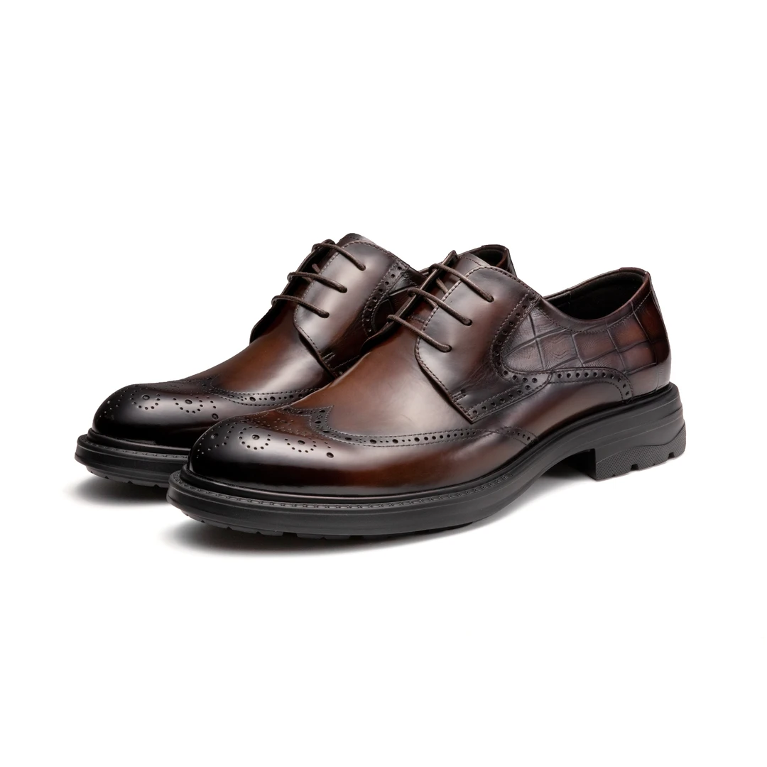 YO-GH8029男士皮鞋布洛克雕花时尚百搭透气舒适软底复古真皮男鞋