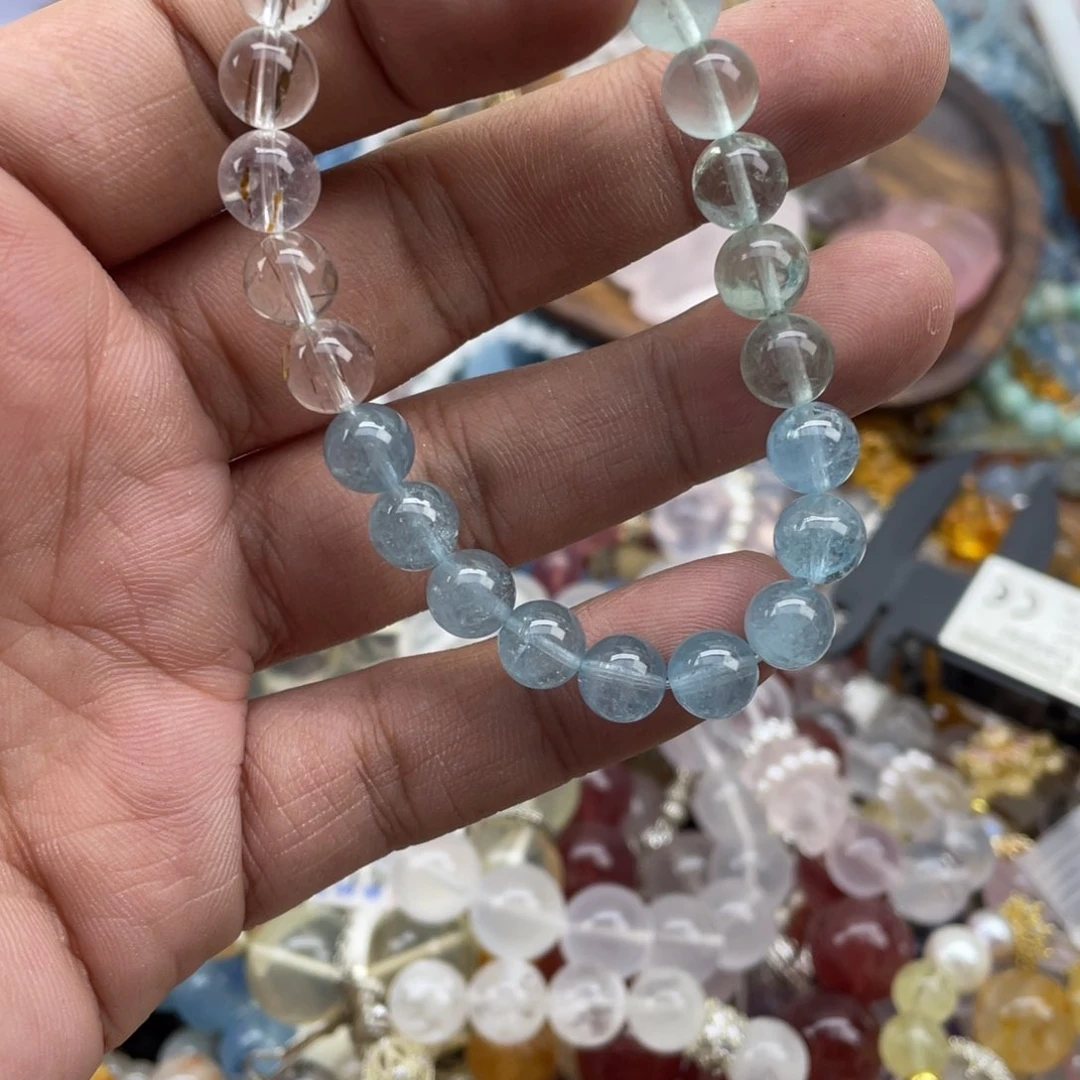 银S925镶嵌手链烟晶
