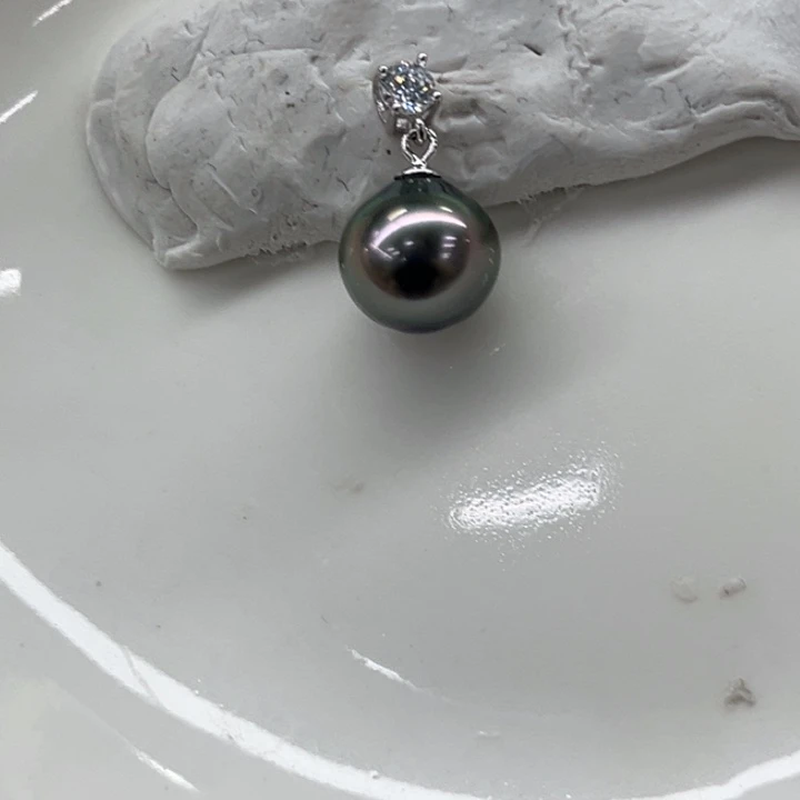 银S925镶嵌吊坠(不含链)海水珍珠10.1
