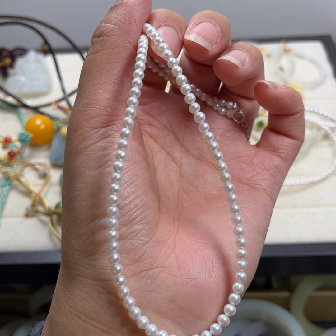 均***均银S925镶嵌淡水珍珠项链