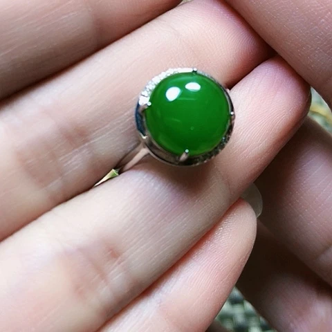 和田玉银S925镶嵌戒指