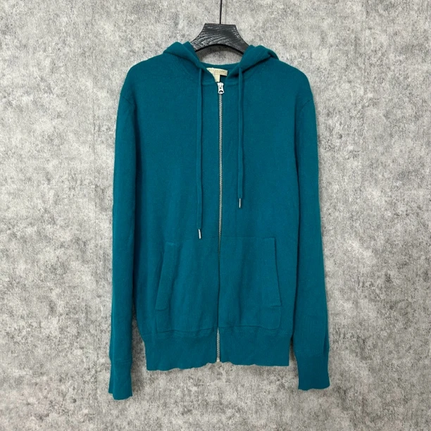 95新 BURBERRY/博柏利 蓝色羊绒连帽外套