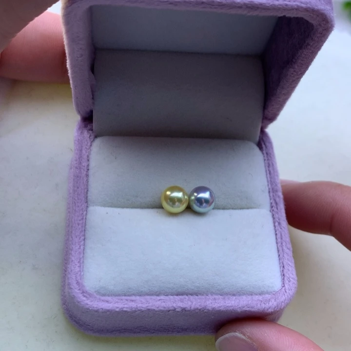 海水珍珠耳饰18K金镶嵌小*朵