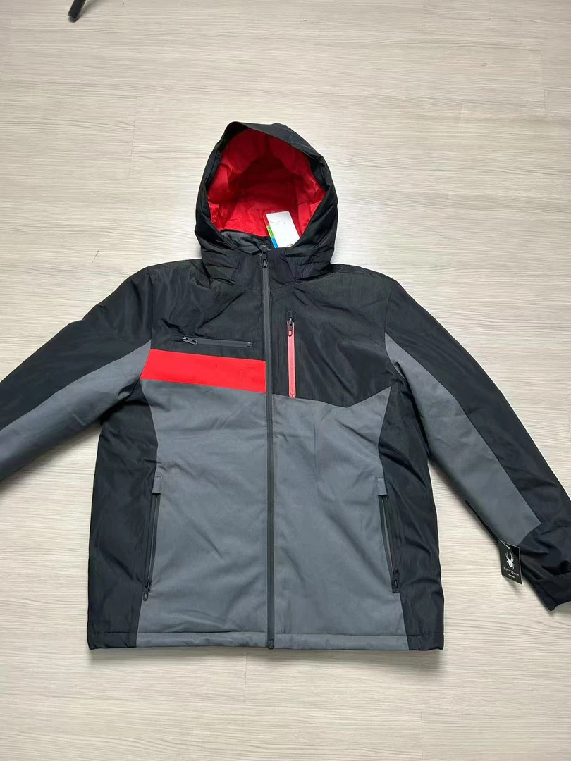 秋冬户外拼色冲锋棉服防风外套可拆卸帽子P153