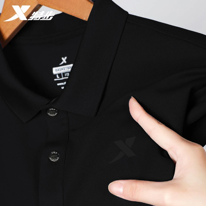 特步polo衫男短袖翻领2025夏季透气半袖官方旗舰正品休闲男装上衣