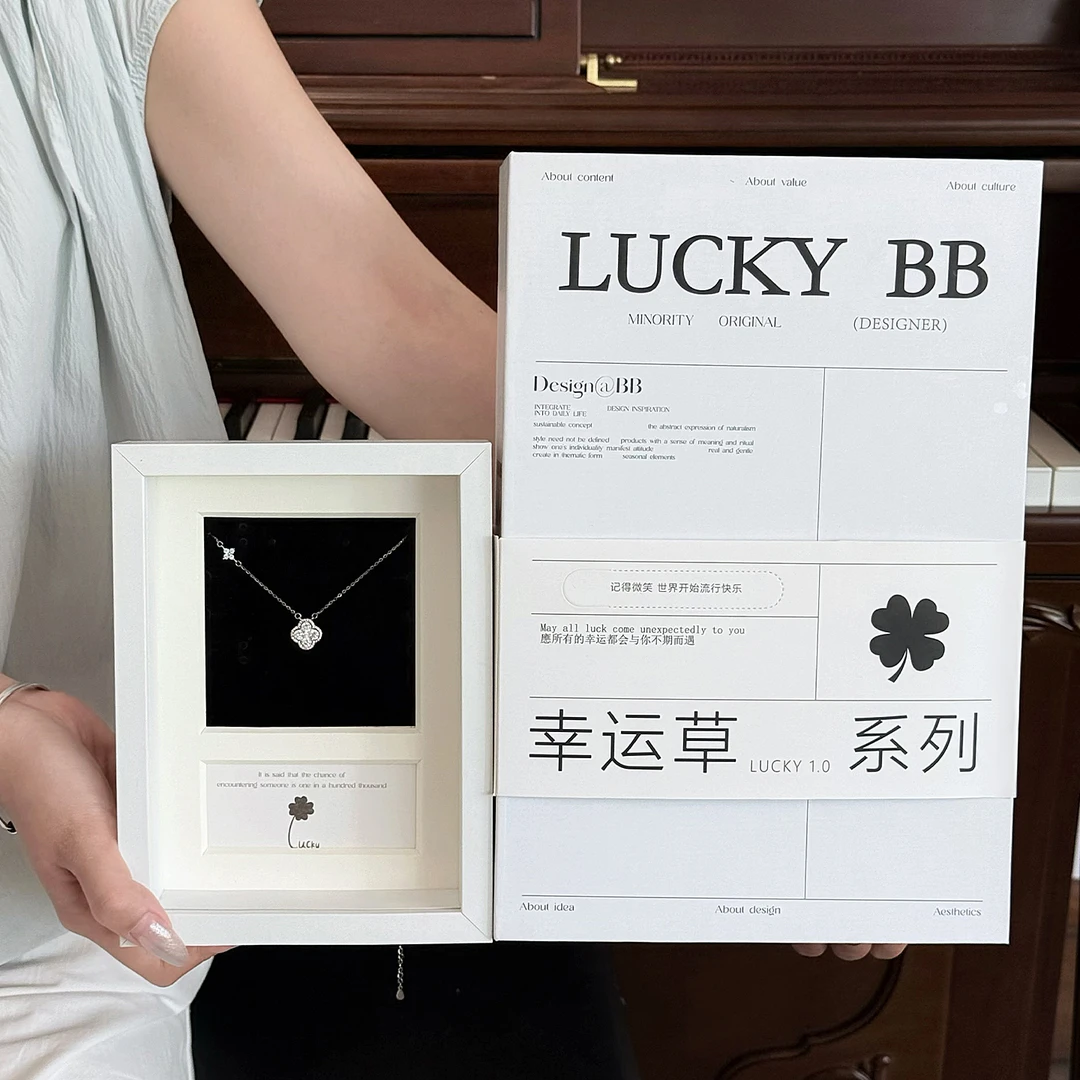 坠链均925银 纯银幸运四叶草项链生日礼物高级感送女朋友闺蜜老婆