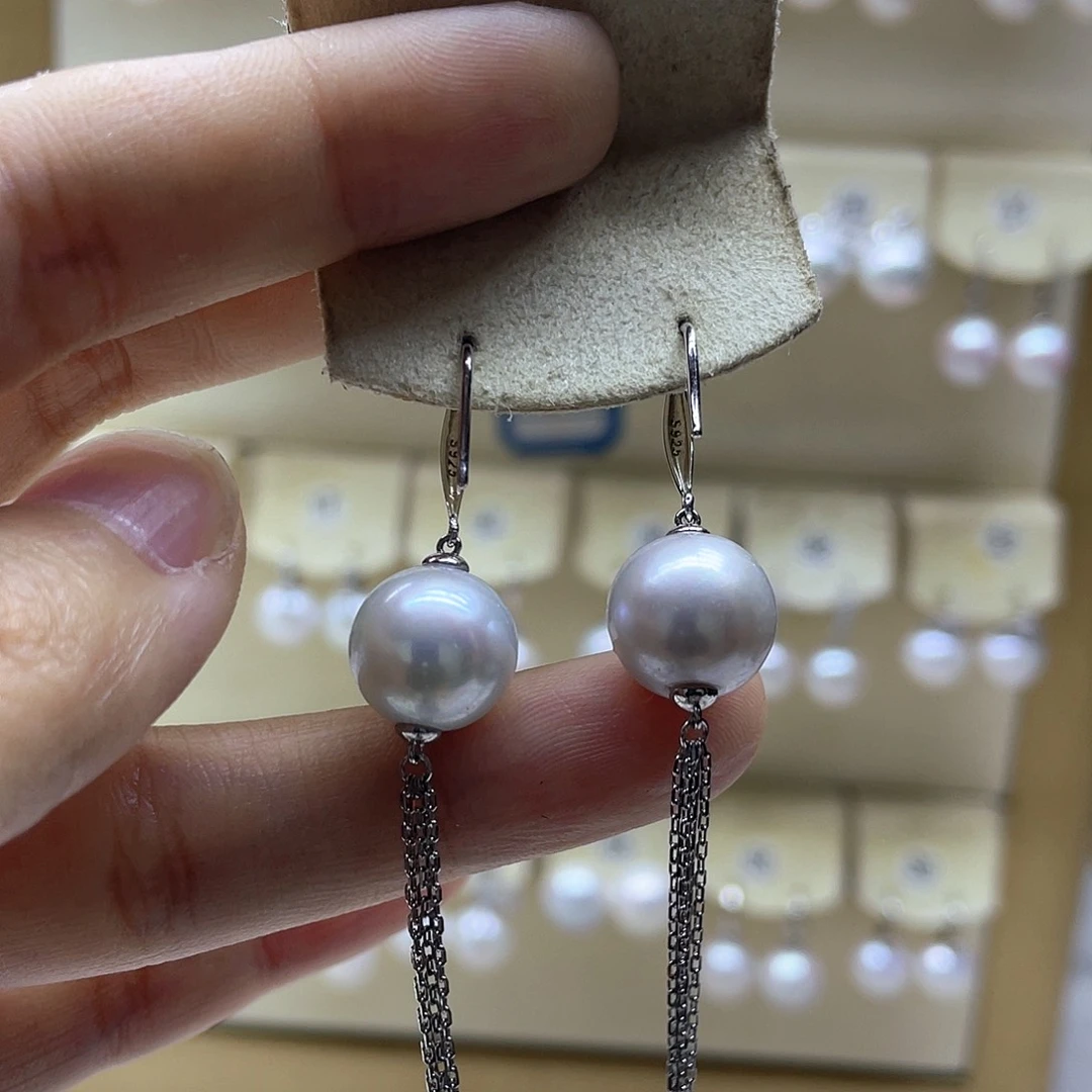 银S925镶嵌淡水珍珠耳饰