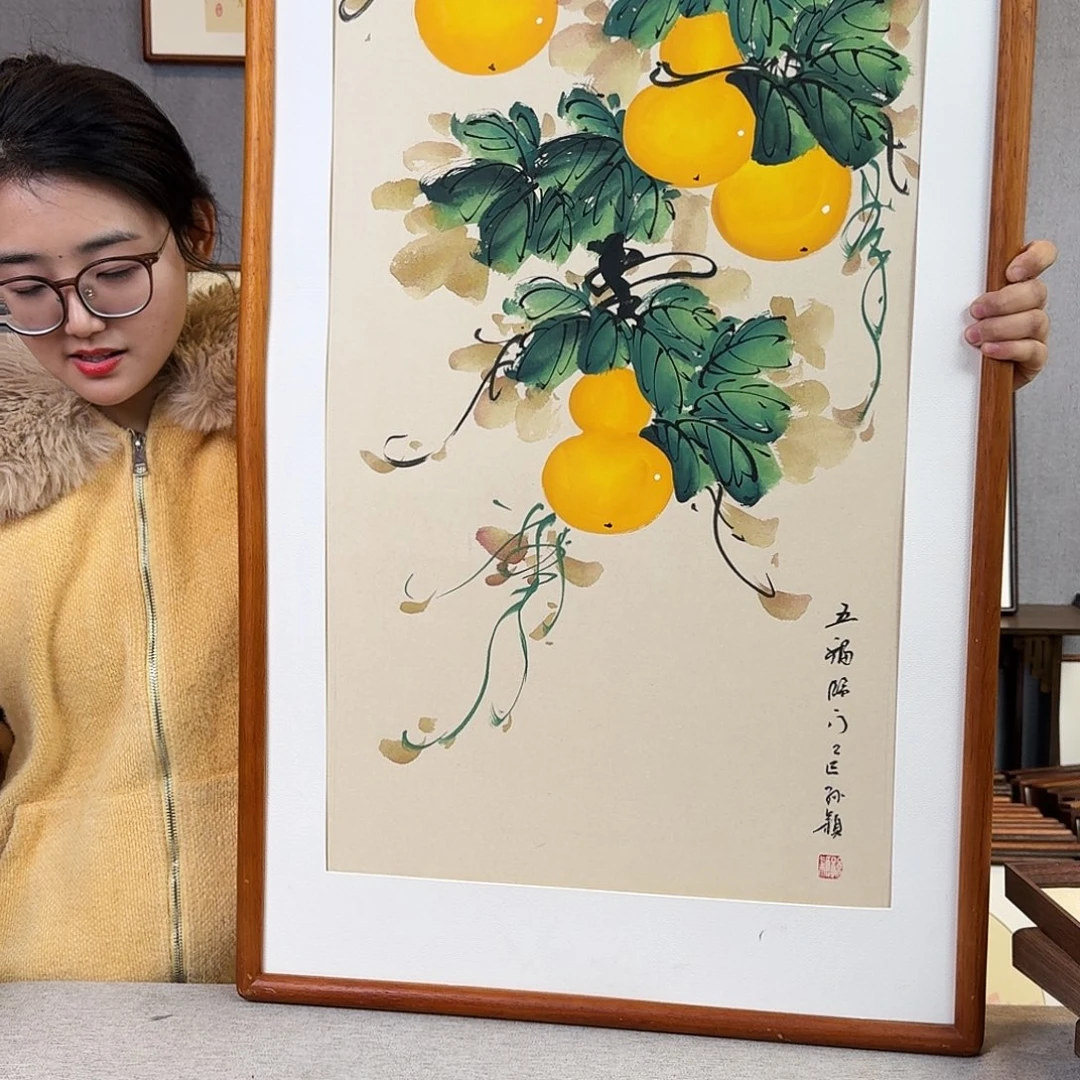 国画手绘带框尺寸：53*103