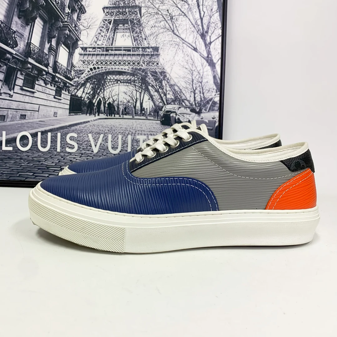 全新未使用 LV LV Trocadero系列三色拼接老花尾板鞋时尚潮鞋