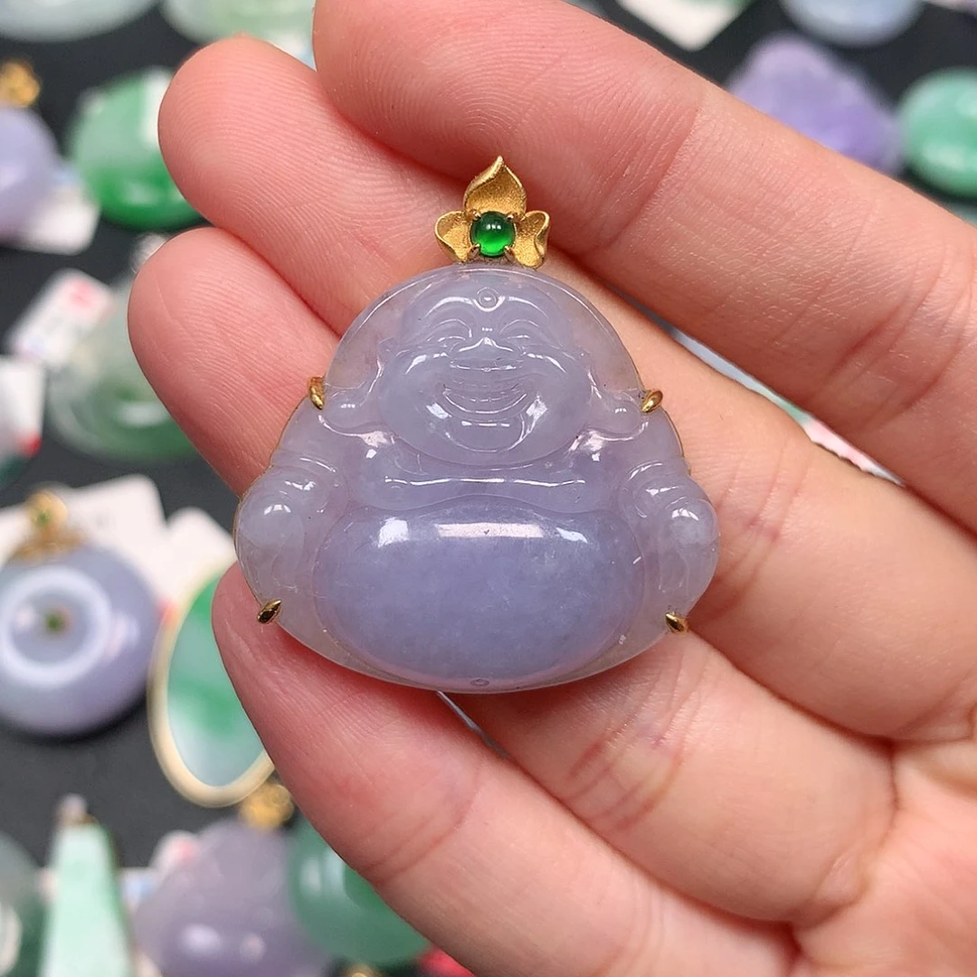 颈饰18K金镶嵌翡翠翡翠吊坠