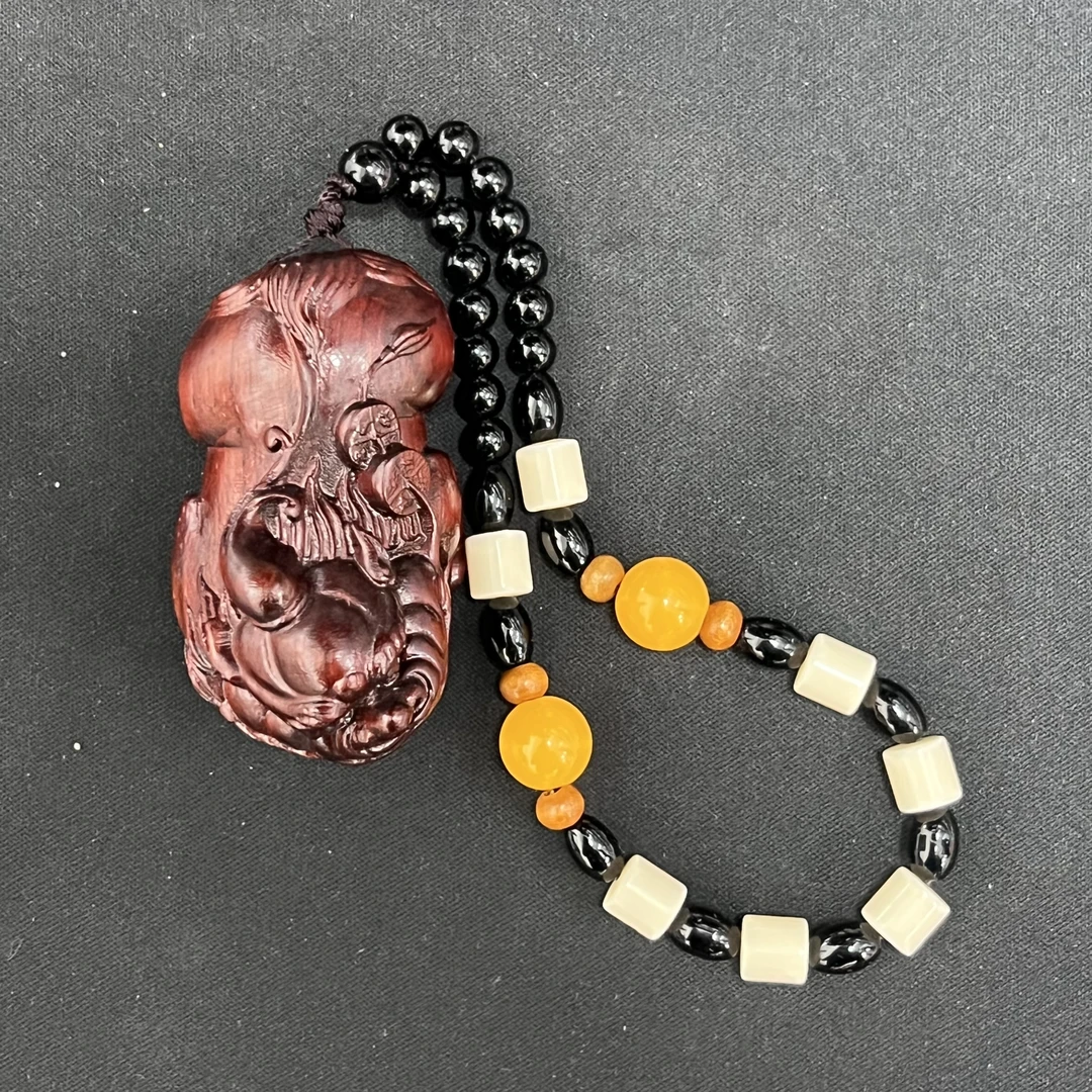 XY021小叶紫檀貔貅精品手把件《无礼盒》