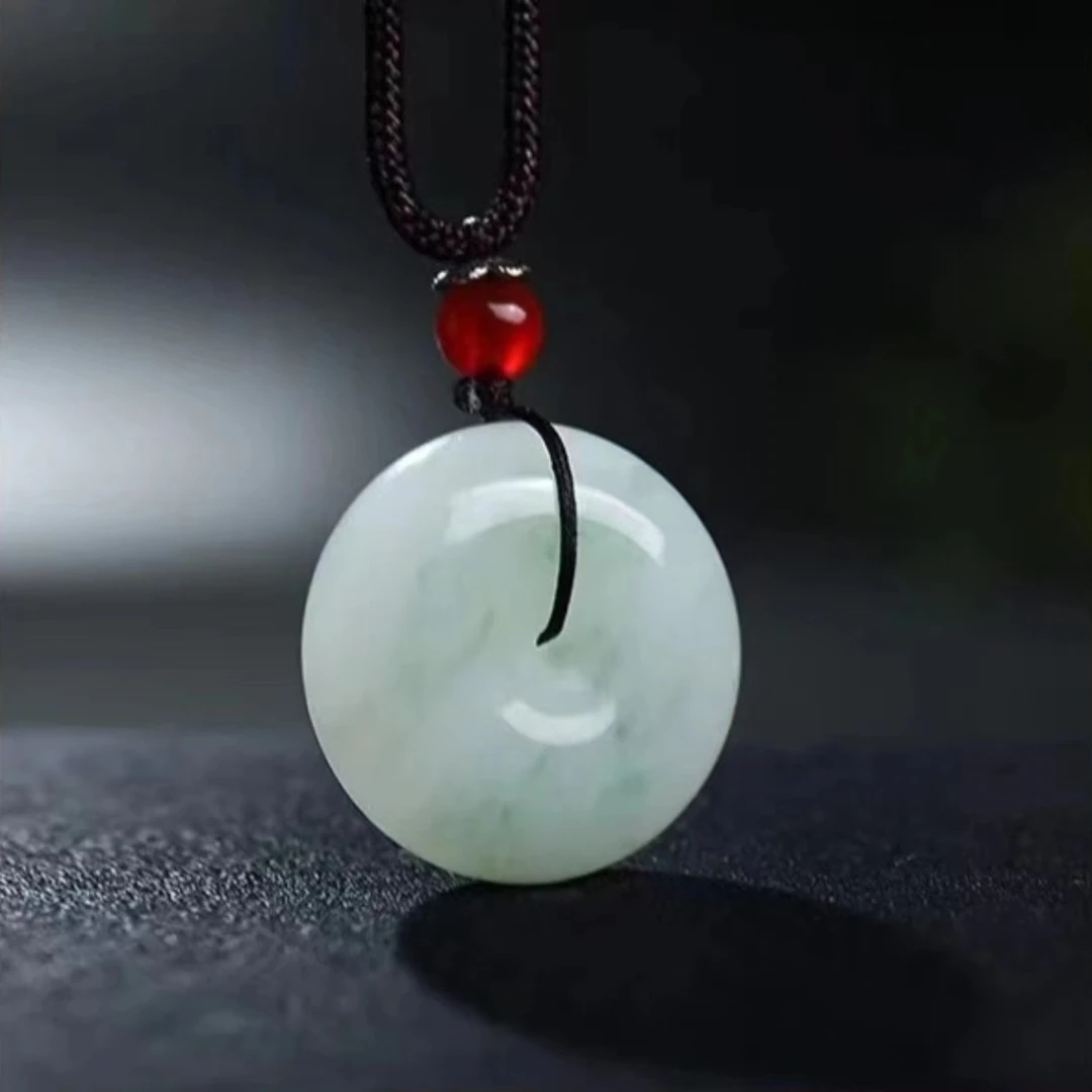 【华之京】天山翠平安扣吊坠金丝玉项链 26*10mm-YS