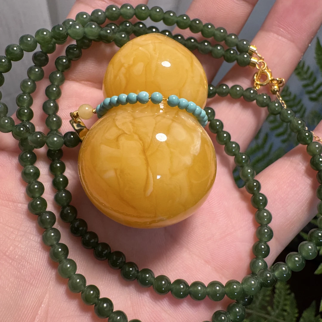 「精品」秋冬专属毛衣链蜜蜡大葫芦项链搭配款