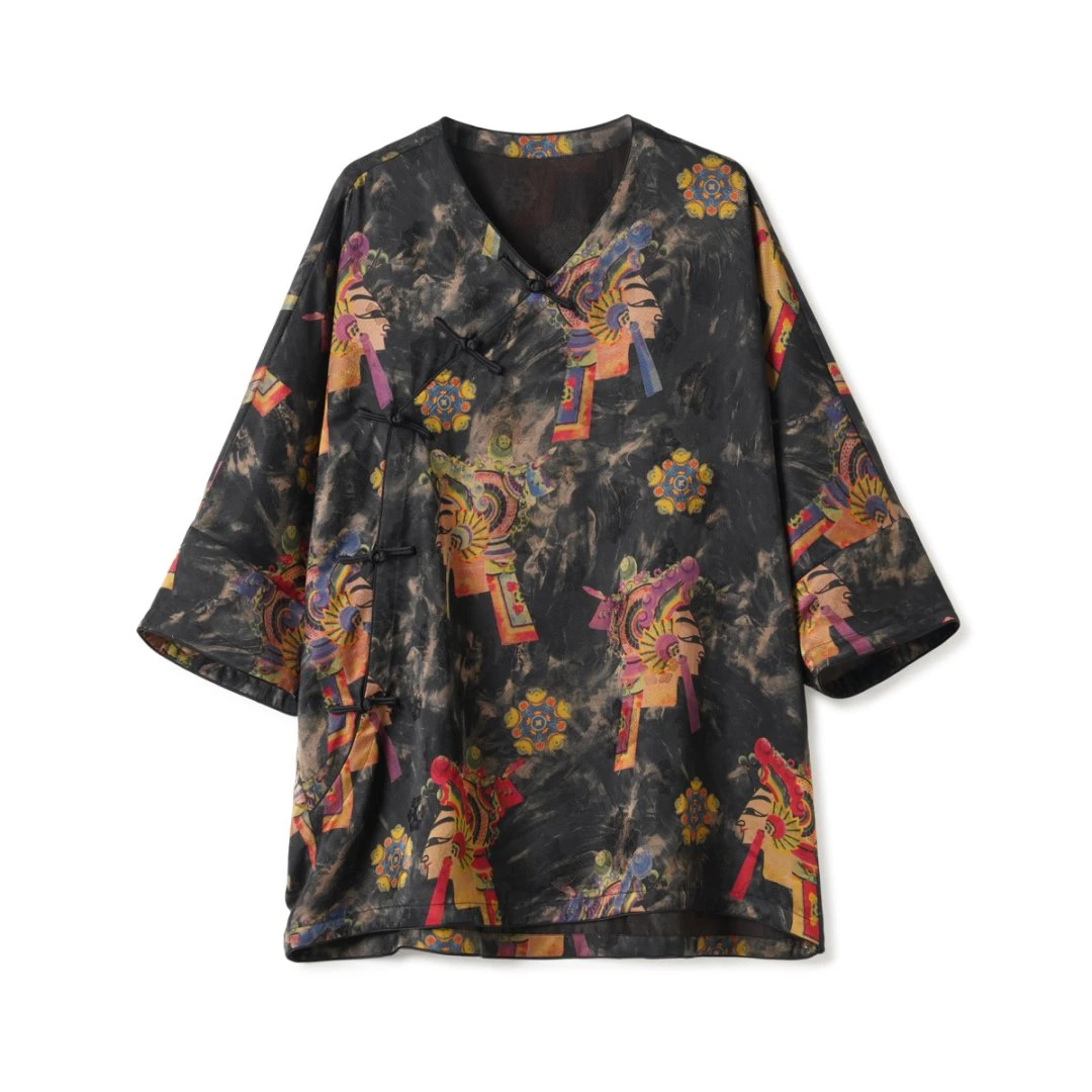 【脸谱】38姆米欧非特香云纱年轻时尚桑蚕丝上衣LBW24055A