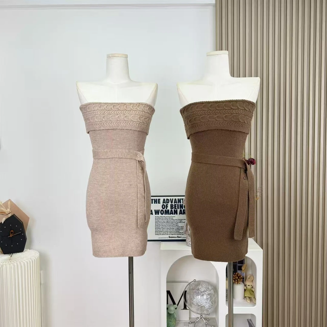 燕麦雪饼气质轻奢法式百搭小众设计感外套抹胸连衣裙套装