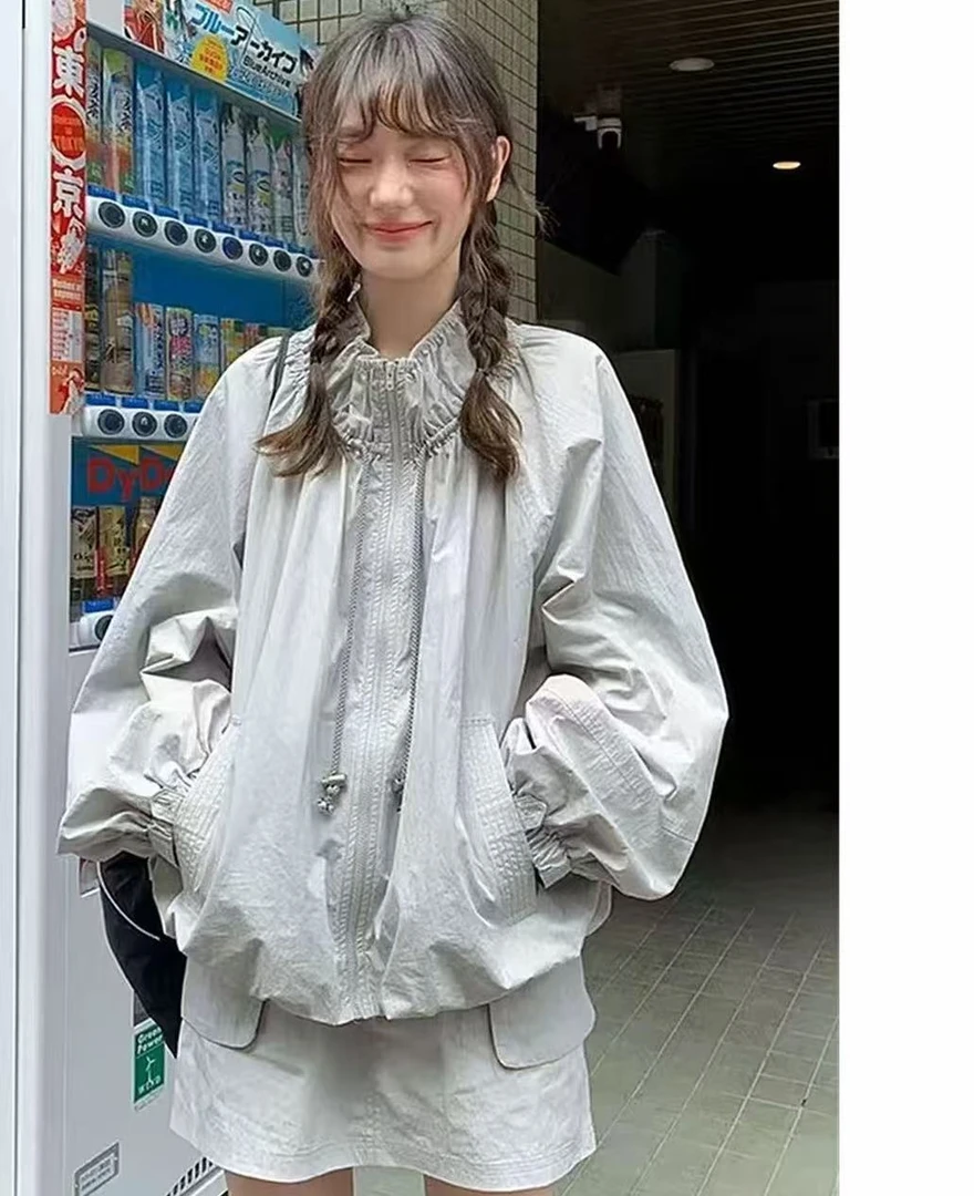 10663 韩系抽绳冲锋衣套装