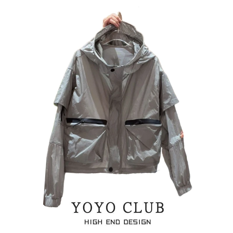 200斤特大码夏季透气防晒外套女长袖连帽宽松休闲时尚薄款防晒服