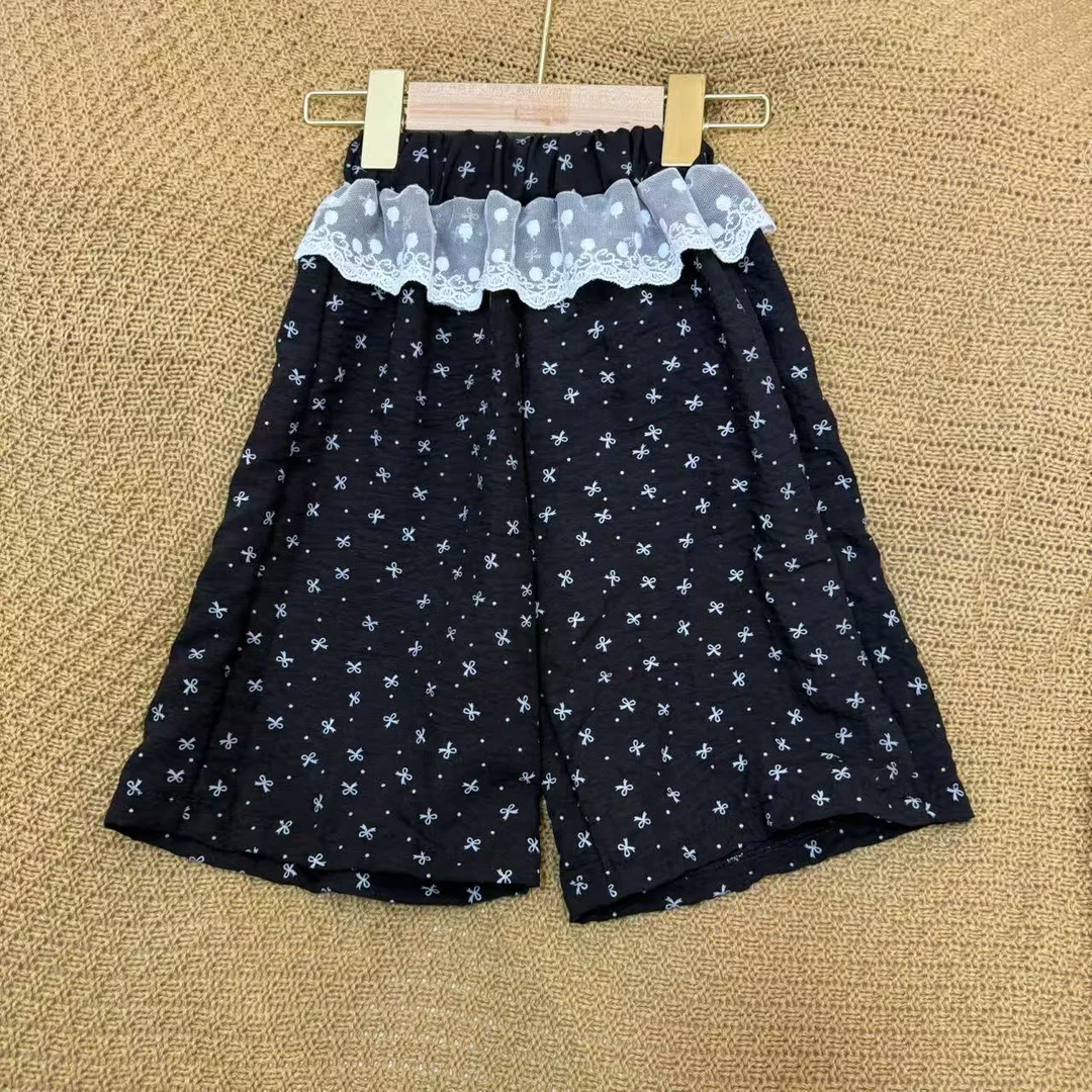 【璟娘家】儿童防蚊裤夏季亲子阔腿裤女童阔腿裤蕾丝花边休闲裤