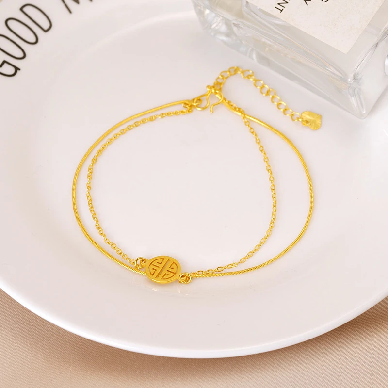 合金脚链 新品脚链古典百搭仿金色脚链足链小众轻奢