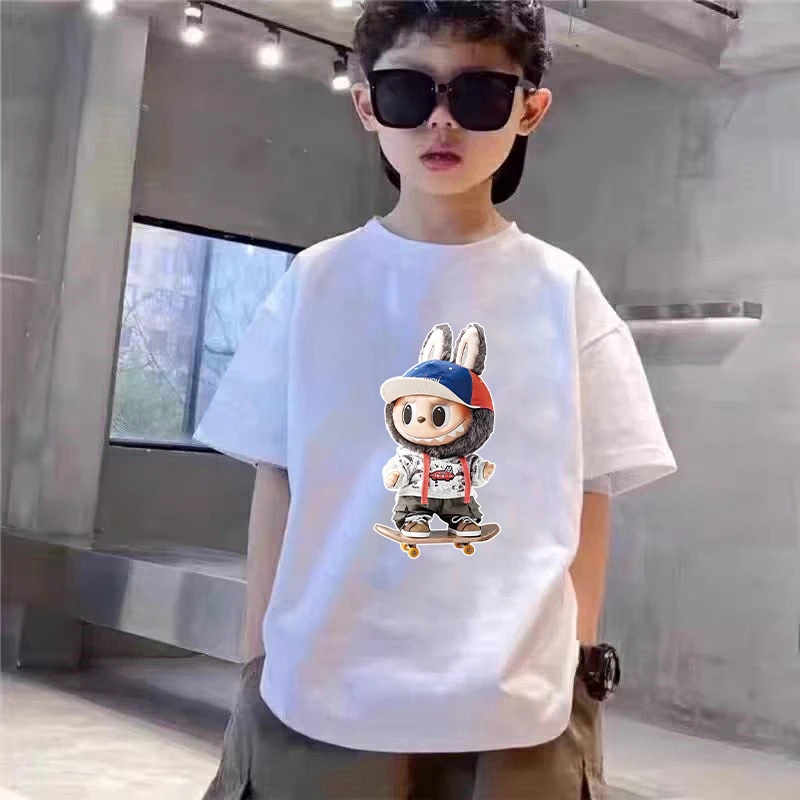 滑板拉布布亲子系列~夏季儿童时尚韩宽松潮流印花短袖体恤