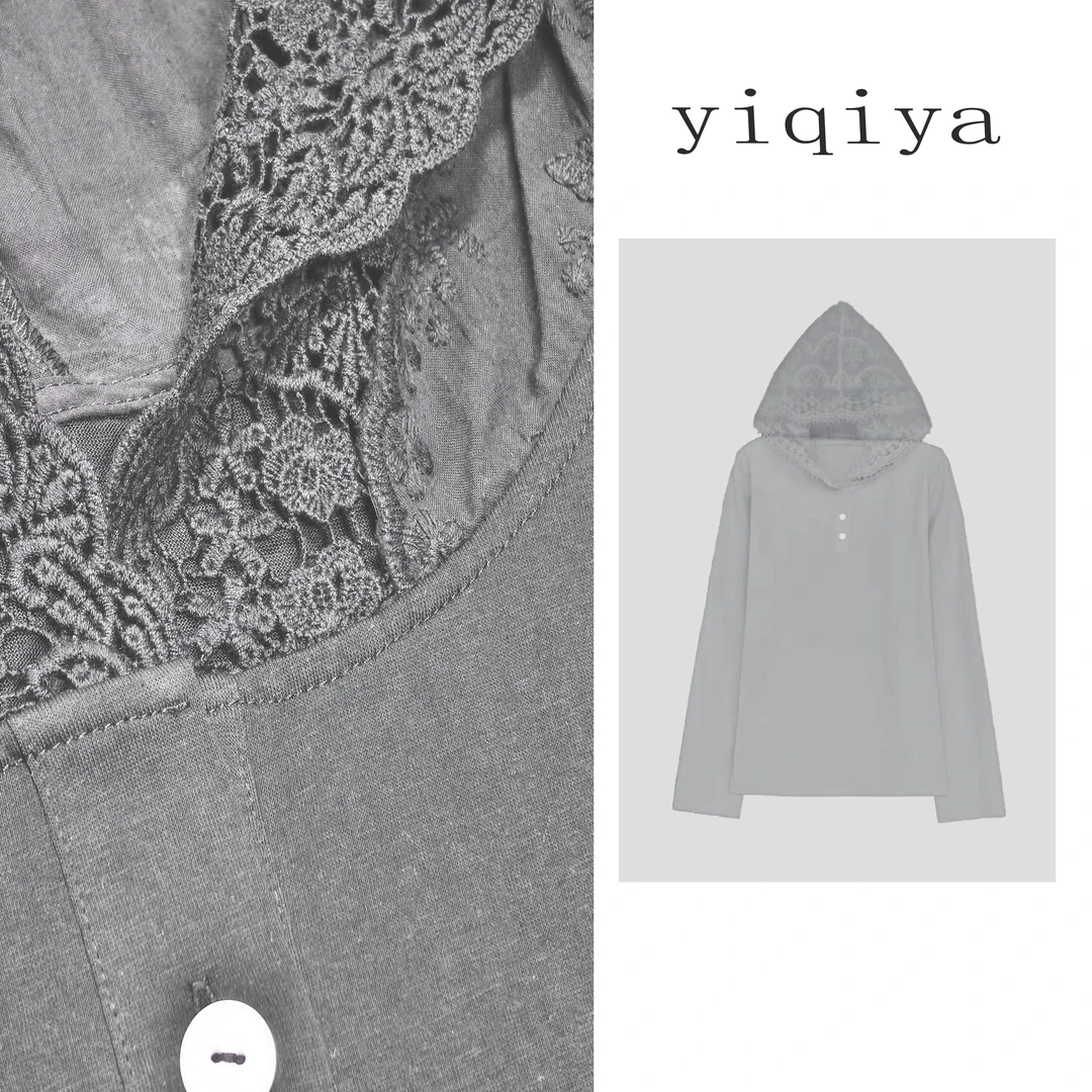 【婷婷】“春城飞花”宫廷风蕾丝欧若风连帽衫百搭上衣时尚女A20580