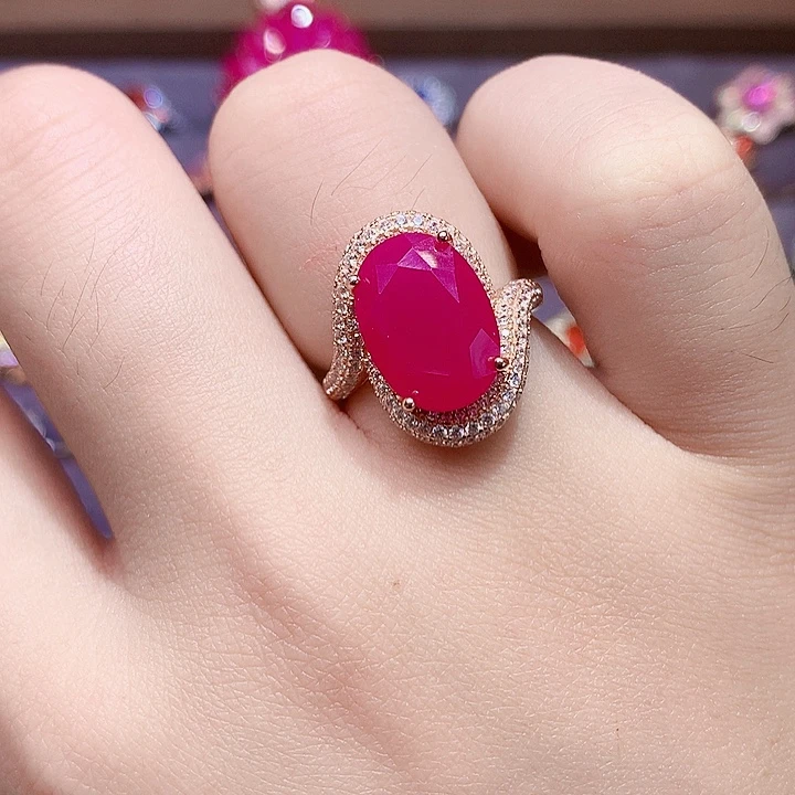 红宝石戒指银S925镶嵌